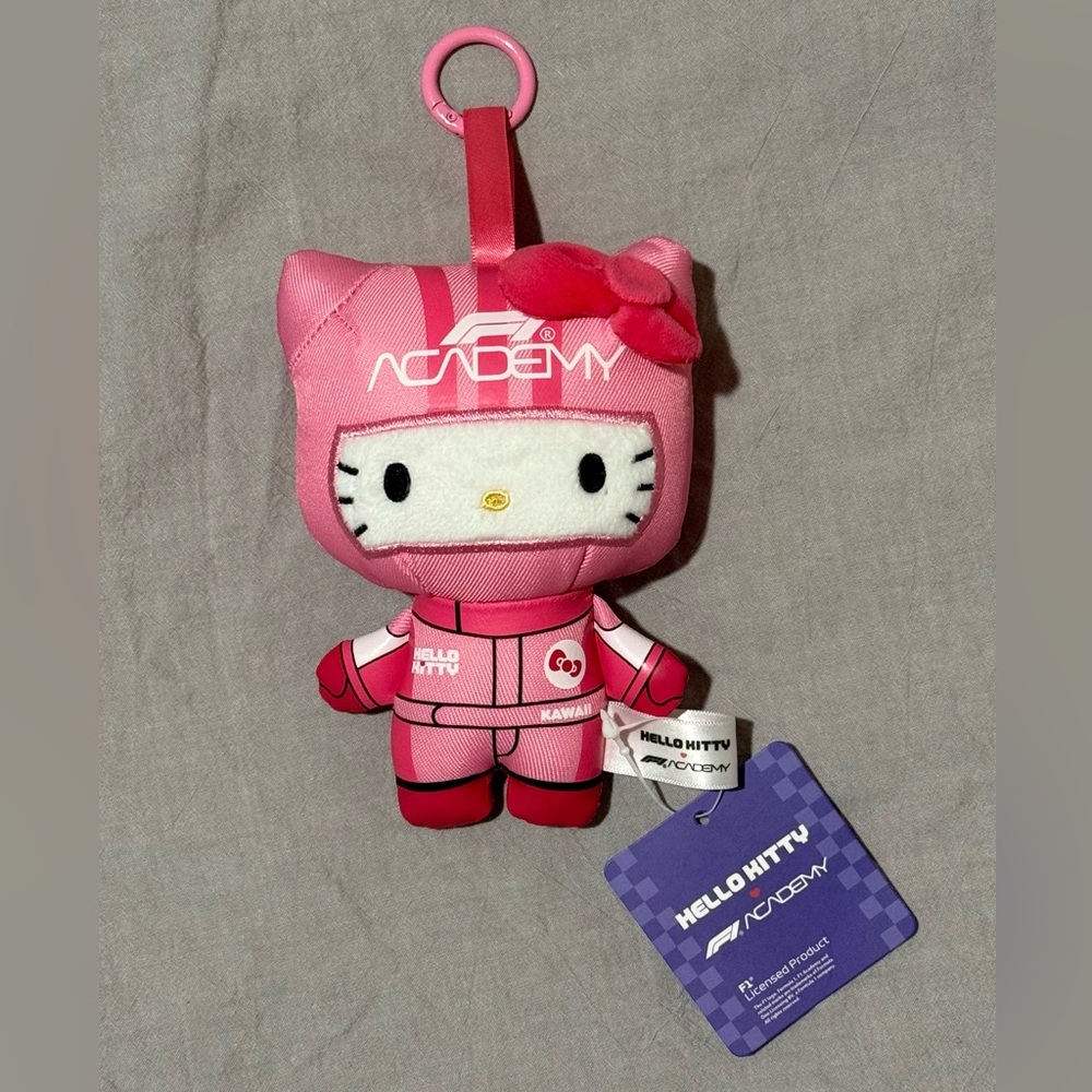 SOLD F1 Academy x Hello Kitty Plush Bag Charm (Pink) NWT
